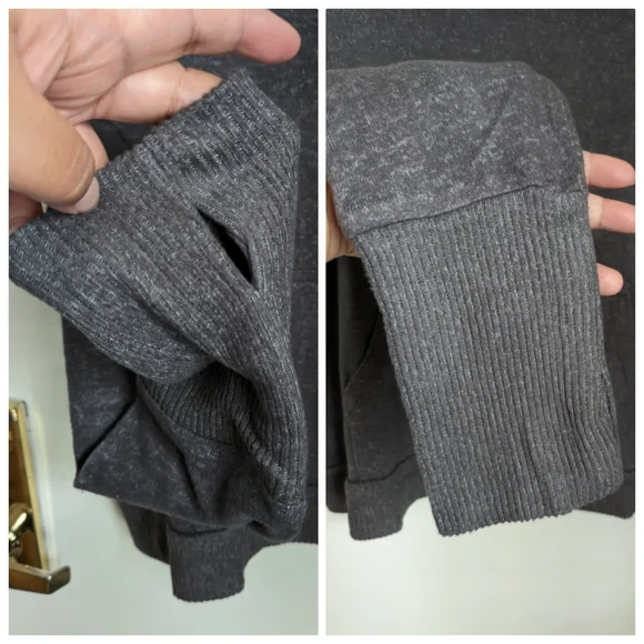 🆕 Pink Rose Sweater Charcoal Gray Cowl Neck XL Thumb Holes Long Sleeves - Picture 7 of 15